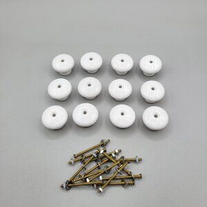 White Ceramic Drawer Knobs With Hardware Set of 12